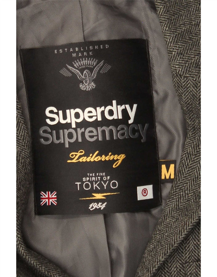 Superdry Veste Blazer 2 Boutons Homme UK 38 Gris Moyen à Chevrons