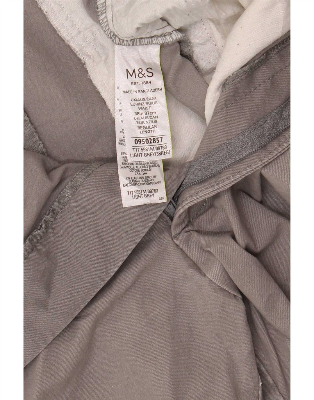 Marks & Spencer Short Chino Homme W38 XL Gris Coton