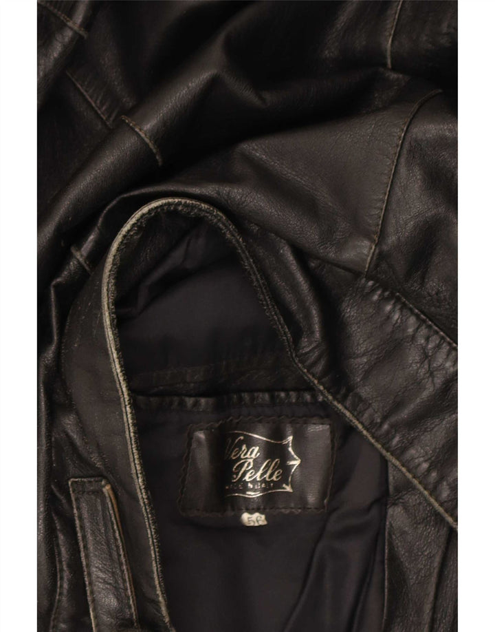 veste en cuir homme vintage IT 56 3XL Cuir colour block noir