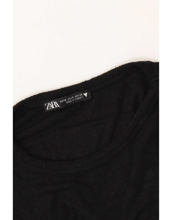 Zara T-shirt court pour femme UK 12 Noir moyen