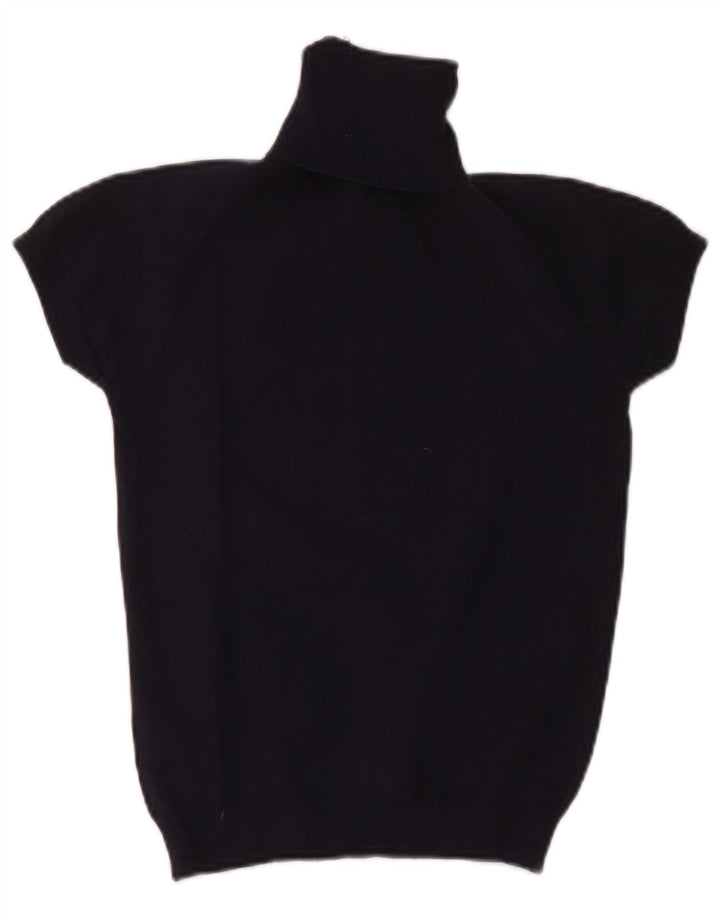 Zara Pull à manches courtes et col roulé pour femme UK 12 Bleu marine moyen