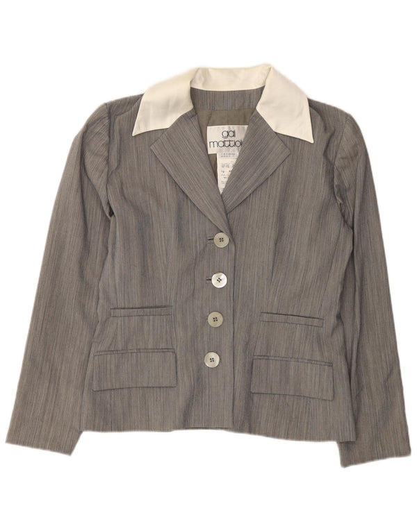Gai Mattiolo Veste blazer à 4 boutons pour femme UK 16 Large Gris Colorblock