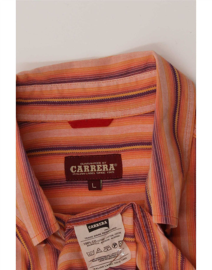 Carrera Chemise Homme Large Orange Rayé Coton