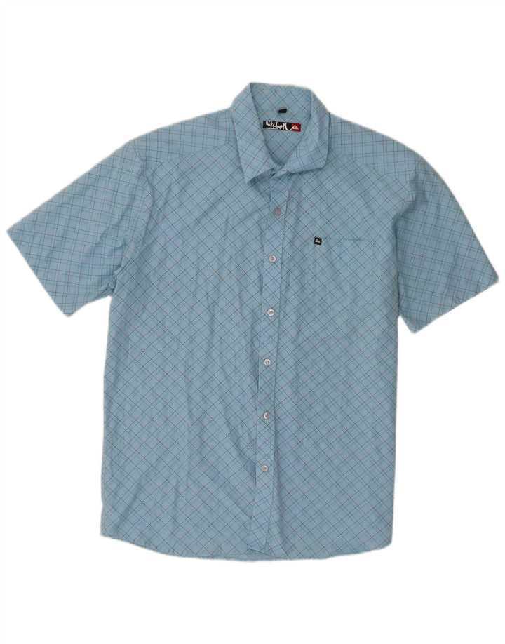 Quiksilver Chemise à manches courtes pour homme en coton à carreaux bleus