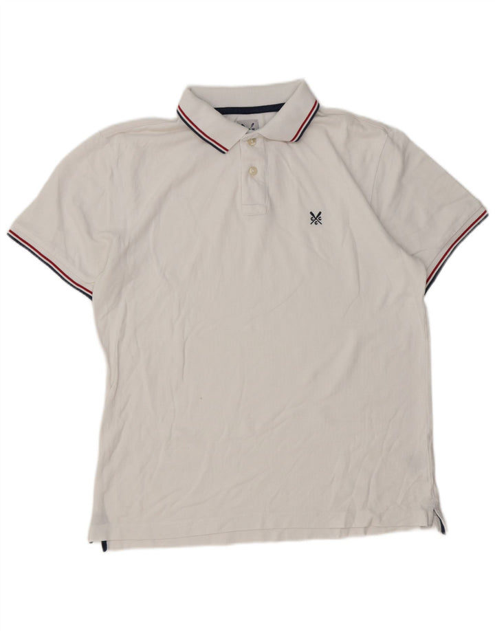 Crew Clothing Polo Homme Coton Blanc Moyen