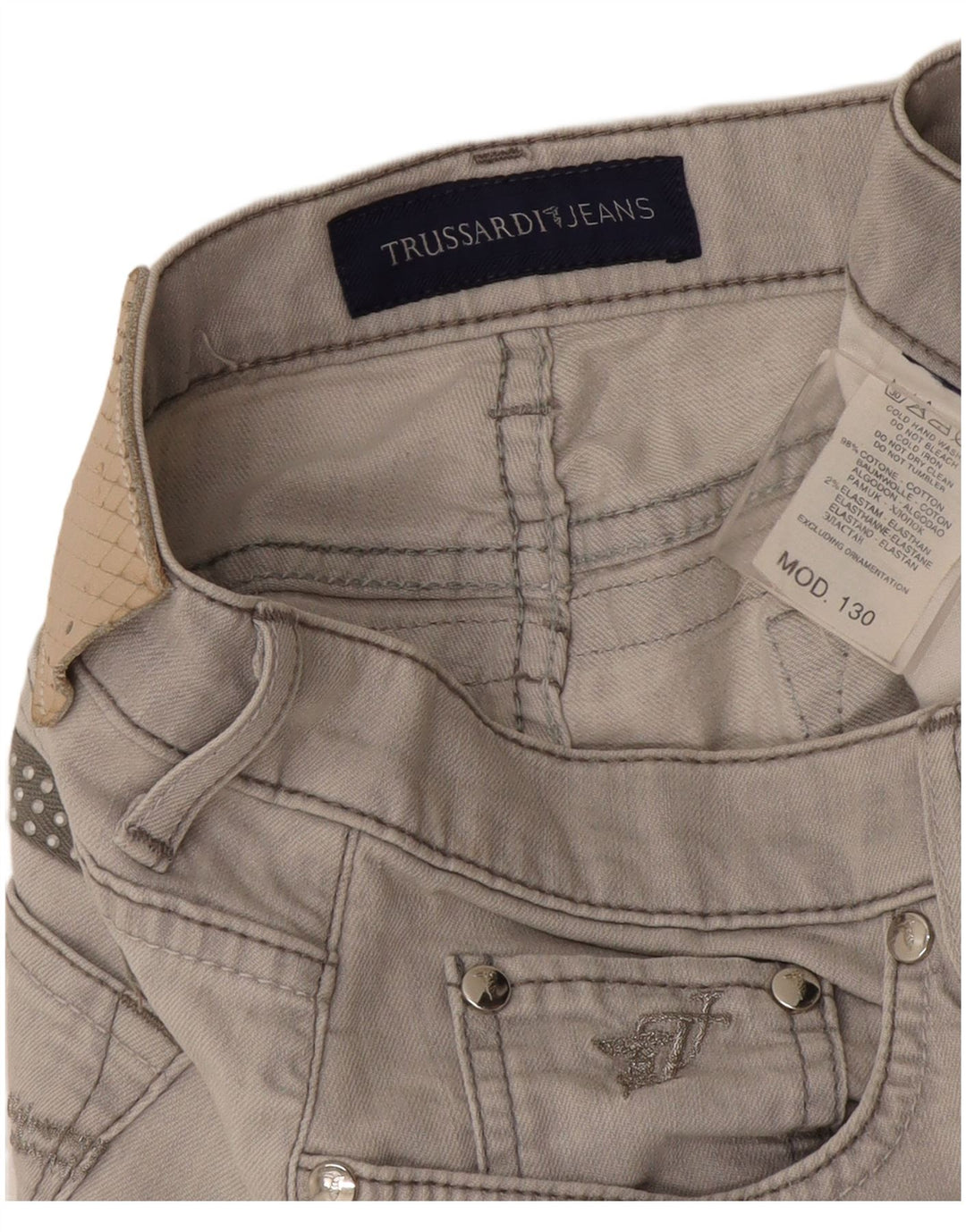 Trussardi Femme Jean Droit W30 L27 Gris Coton