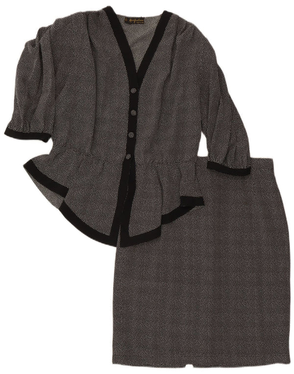 Mario Pucci Cecconi Ensemble jupe 2 pièces pour femme IT 46 Large W30 Noir à pois