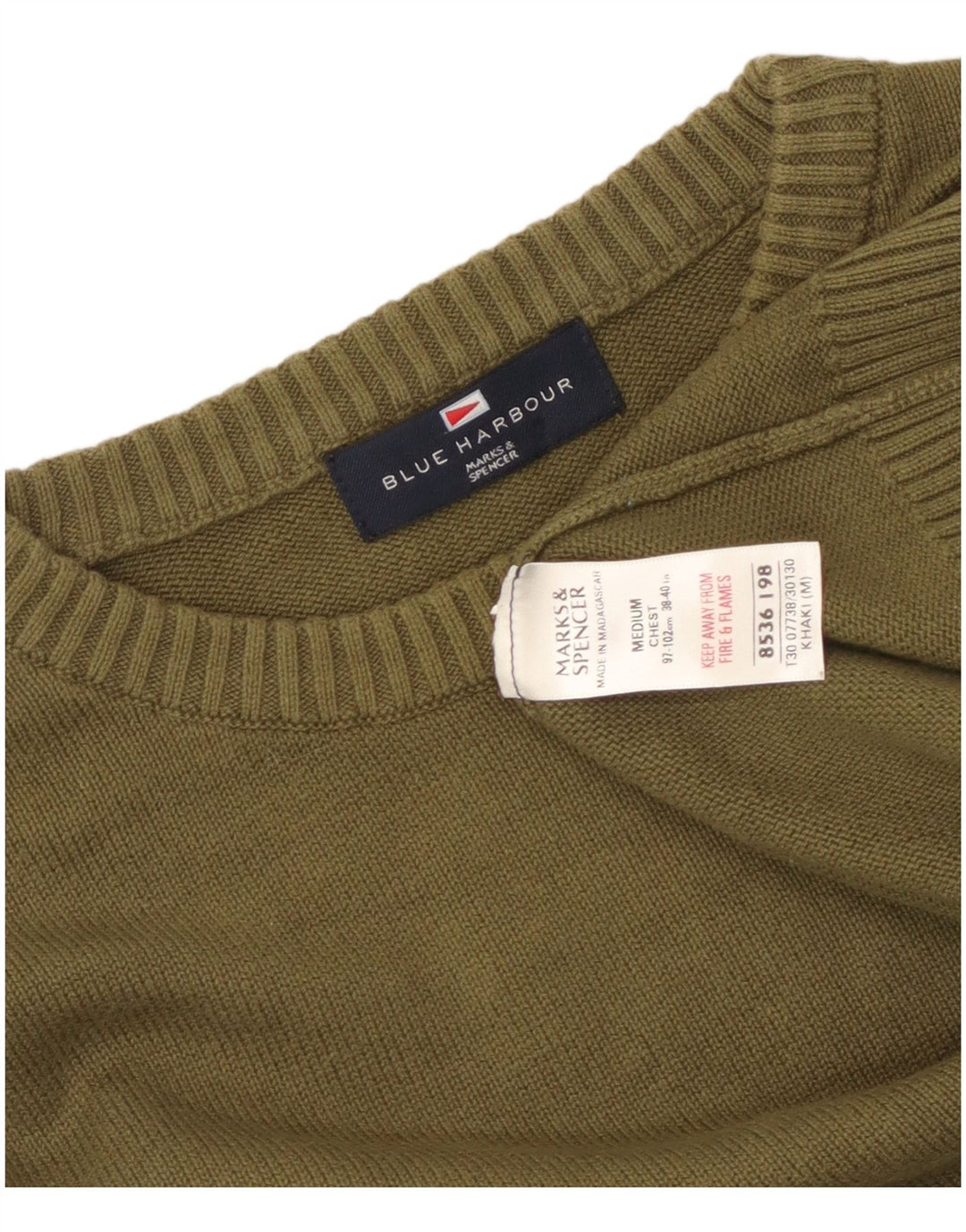 Marks & Spencer Pull à Col Ras-du-Cou Blue Harbor Homme Kaki Moyen