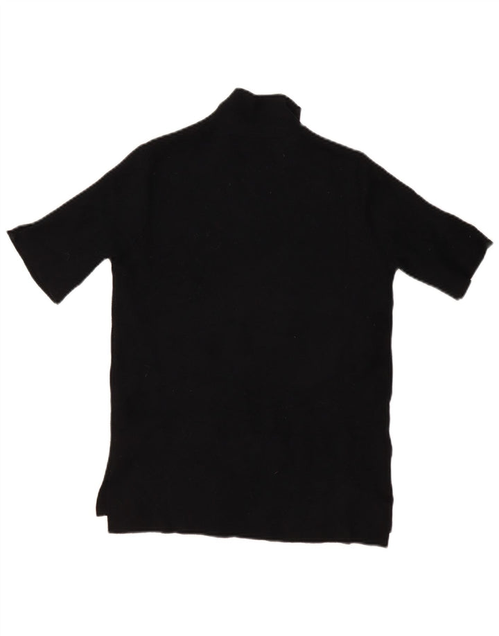 Zara Haut en tricot à manches courtes pour femme UK 12 Viscose noir moyen