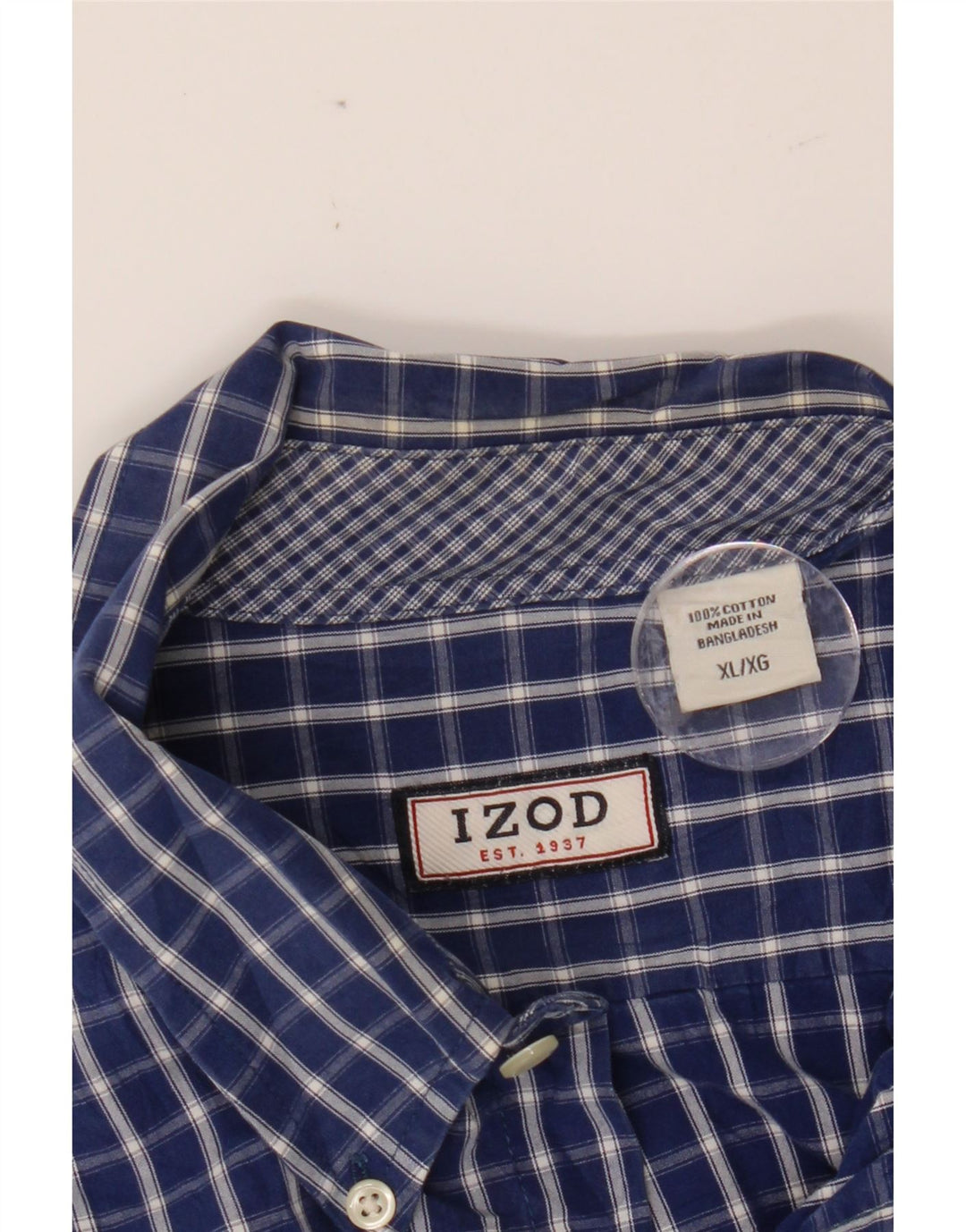 IZOD Mens Shirt XL Navy Blue Check Cotton Vintage Izod and Second-Hand Izod from Messina Hembry 