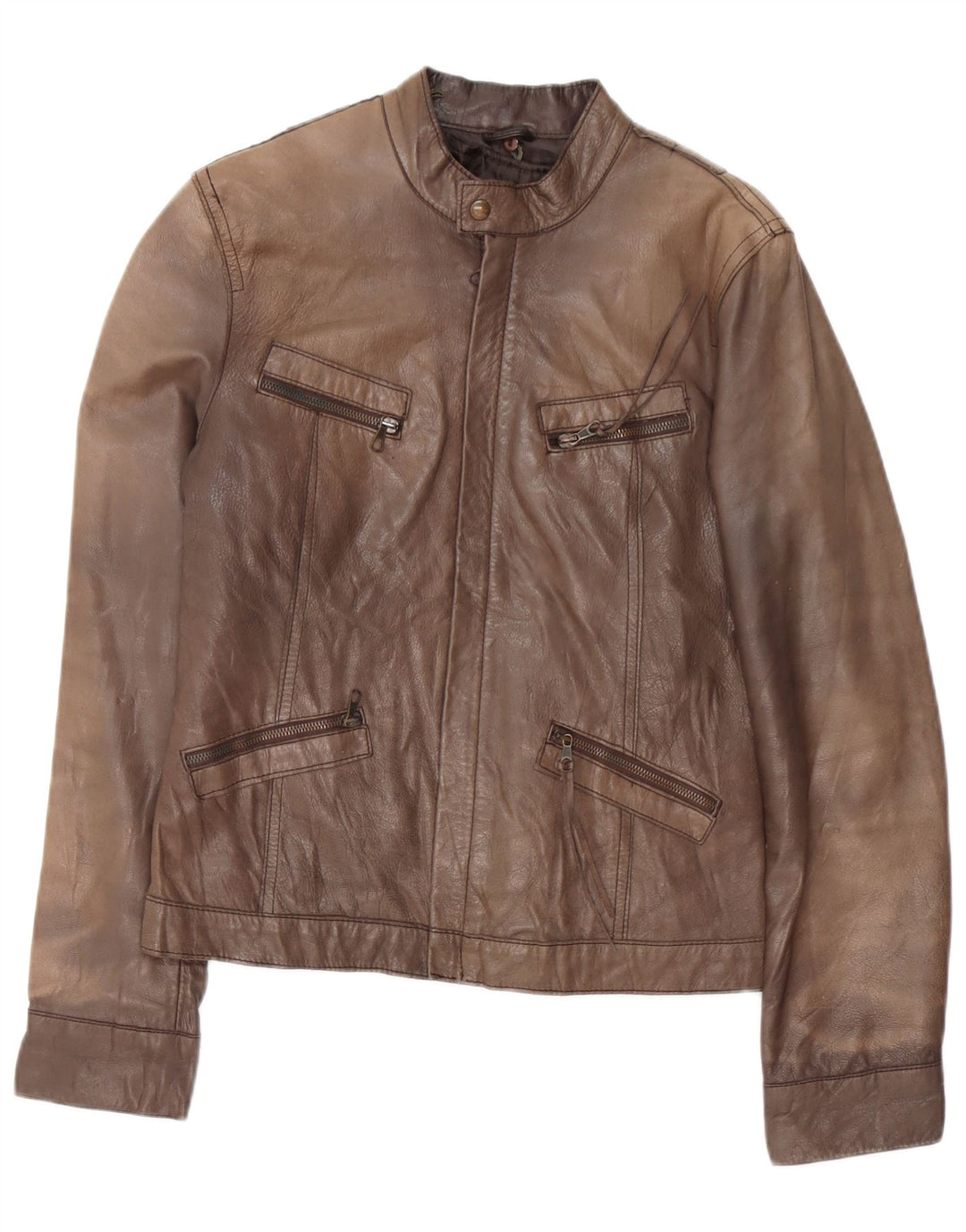 GVB Veste en cuir pour femme UK 14 Cuir marron moyen