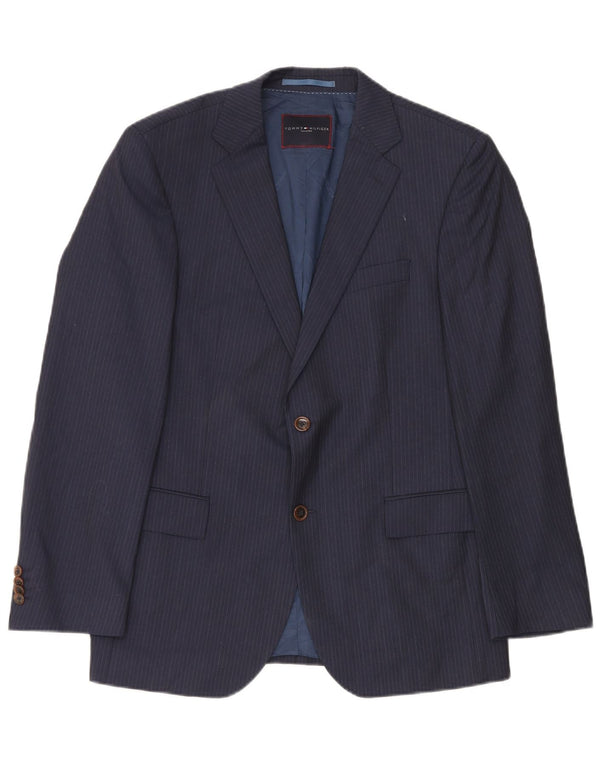 Tommy Hilfiger Veste blazer sur mesure pour homme IT 50 Large bleu marine à fines rayures