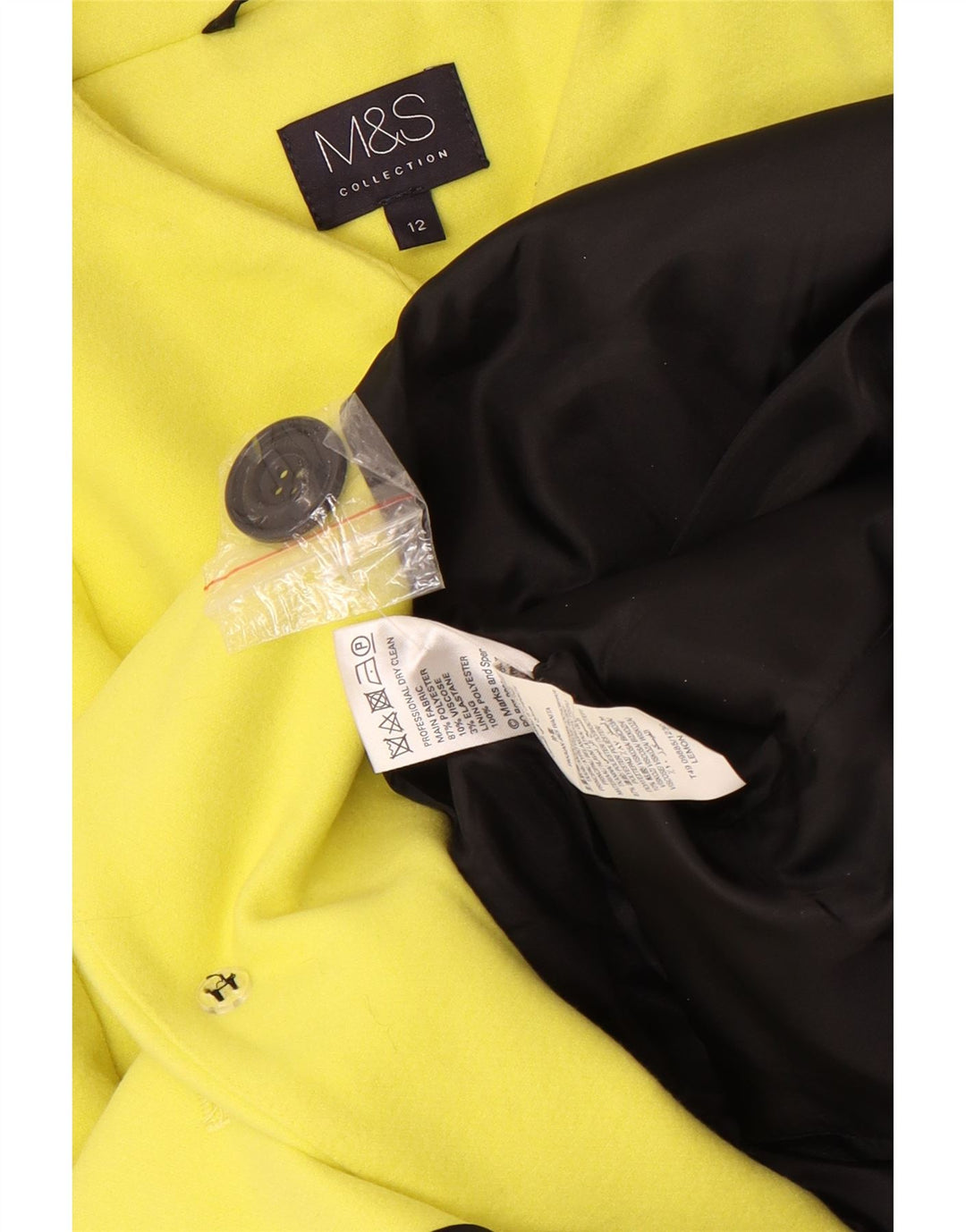 Marks & Spencer Veste blazer longue à 4 boutons pour femme UK 12 Jaune moyen