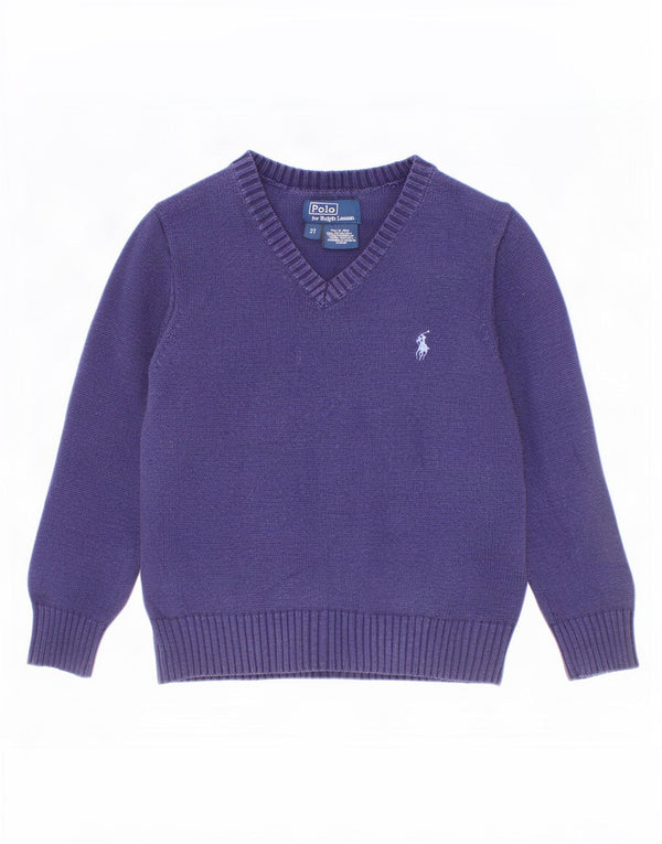 Polo Ralph Lauren Pull à col en V pour bébé garçon 18-24 mois Bleu marine