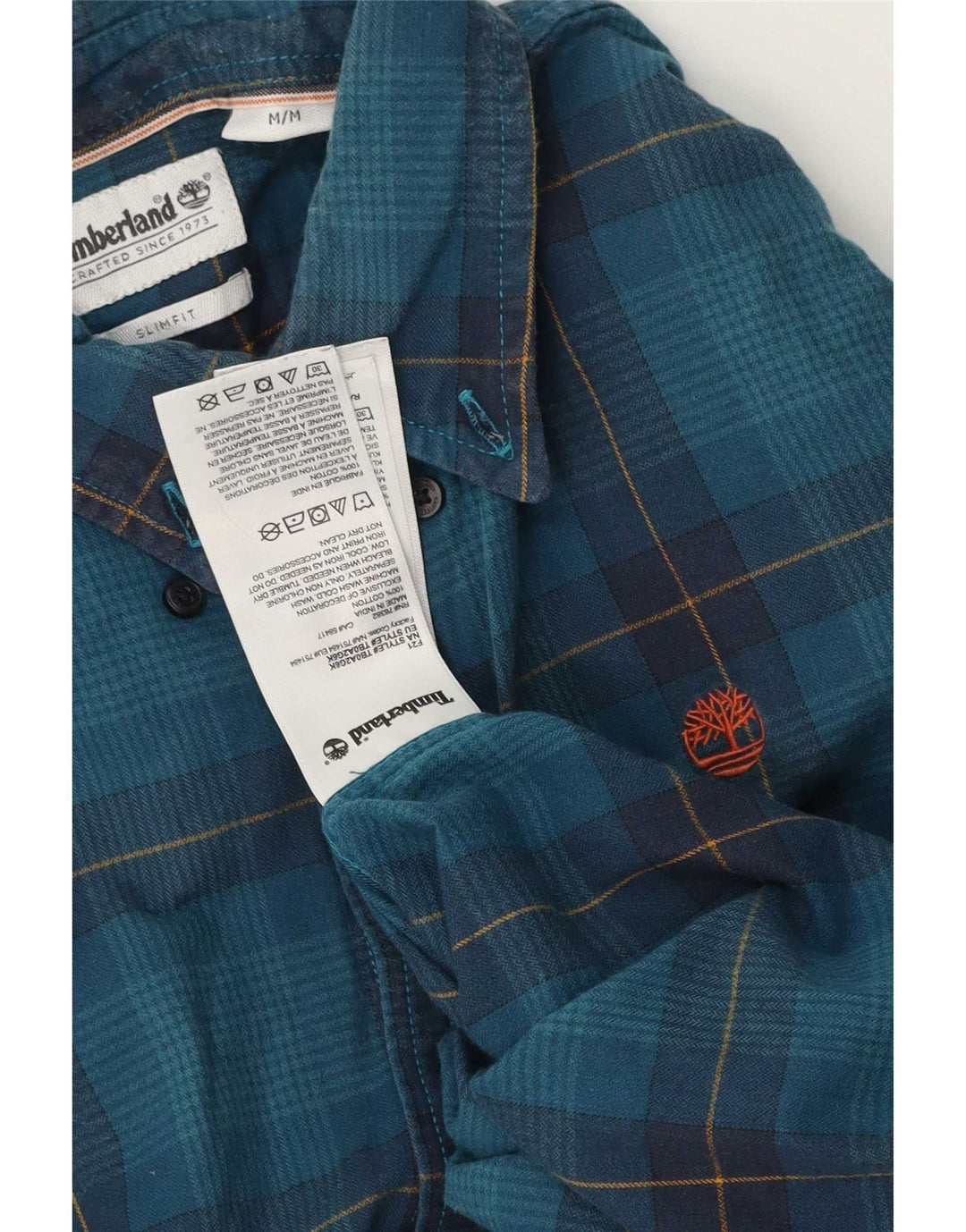 Timberland Chemise Slim Fit Homme Bleu Moyen Carreaux Coton