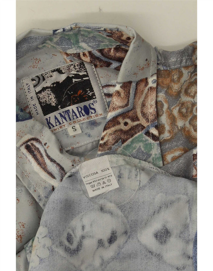 Kantaros Chemise Homme Petit Bleu Patchwork Viscose