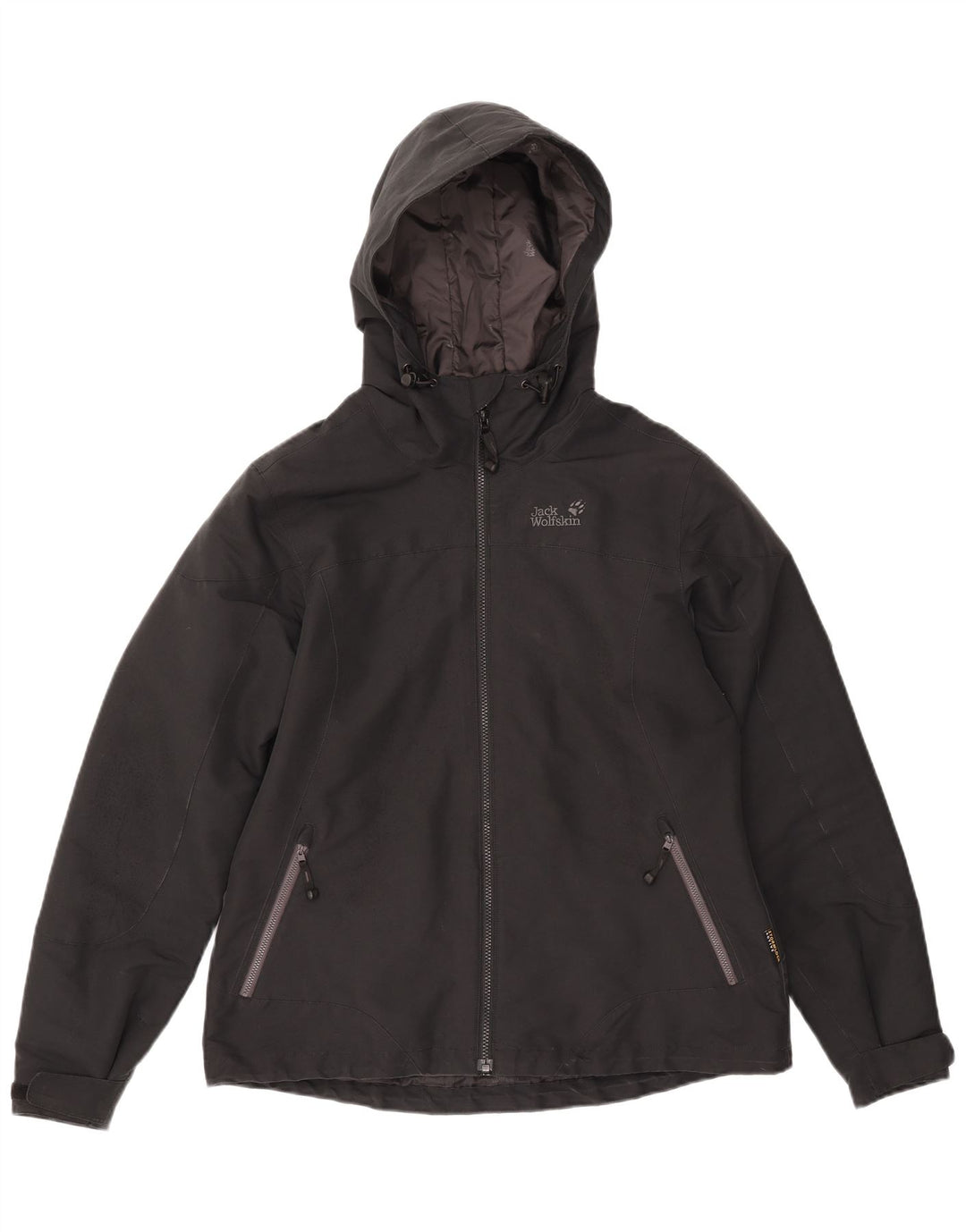 Jack Wolfskin Veste coupe-vent à capuche pour femme UK 16 Large Noir Polyester