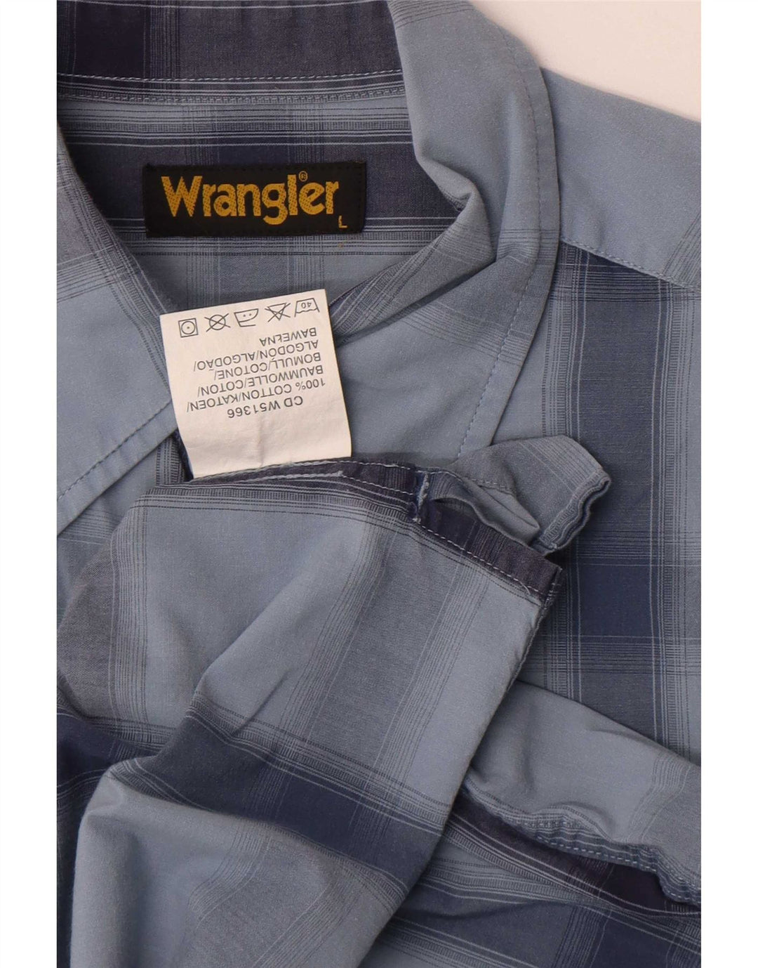 Wrangler Chemise à manches courtes pour homme en coton à carreaux bleus
