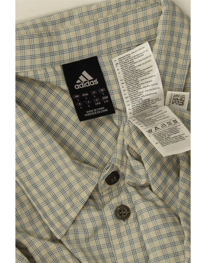 Adidas Chemise Homme Grand Carreau Beige Polyester