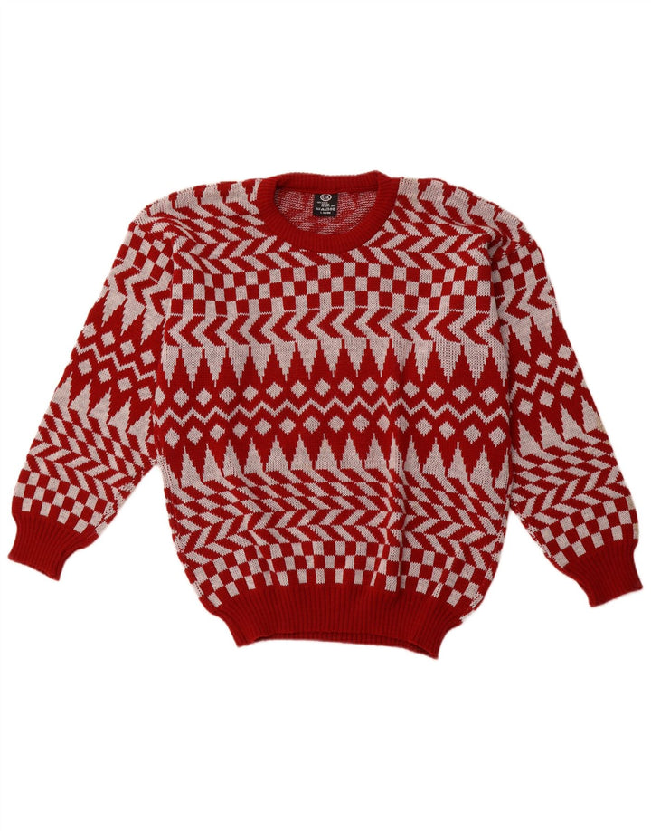 C & A Pull ras du cou pour homme en acrylique géométrique rouge