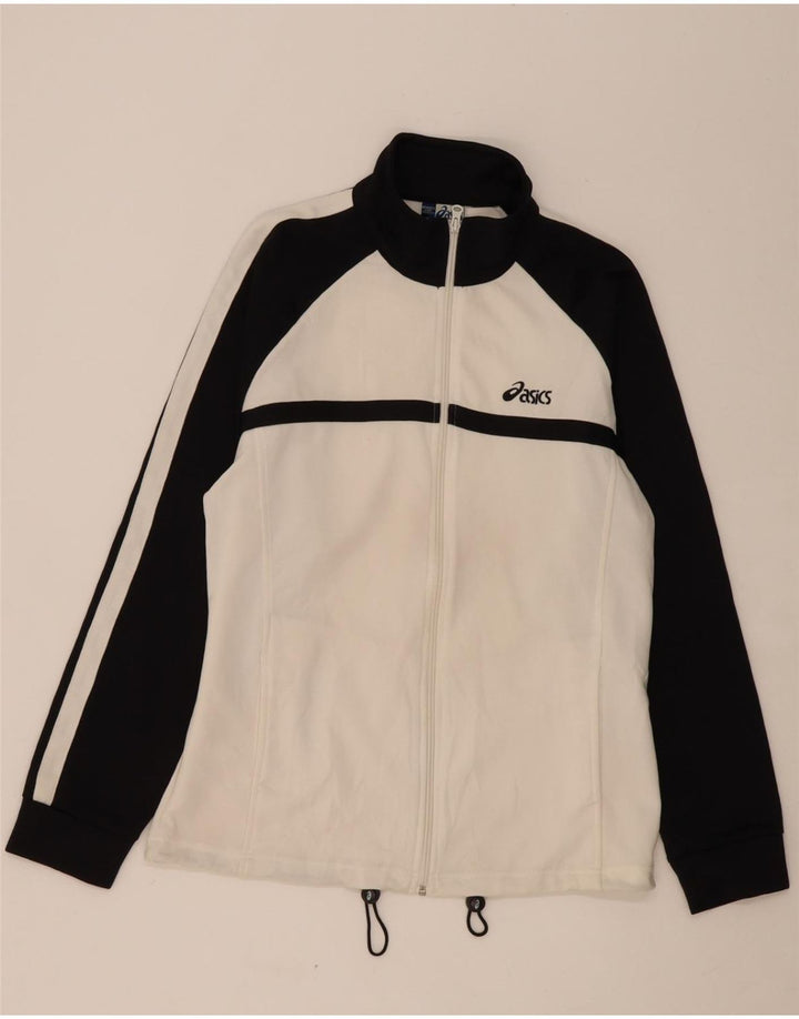 ASICS Mens Tracksuit Top Jacket Large White Colourblock Polyester Vintage Asics and Second-Hand Asics from Messina Hembry 