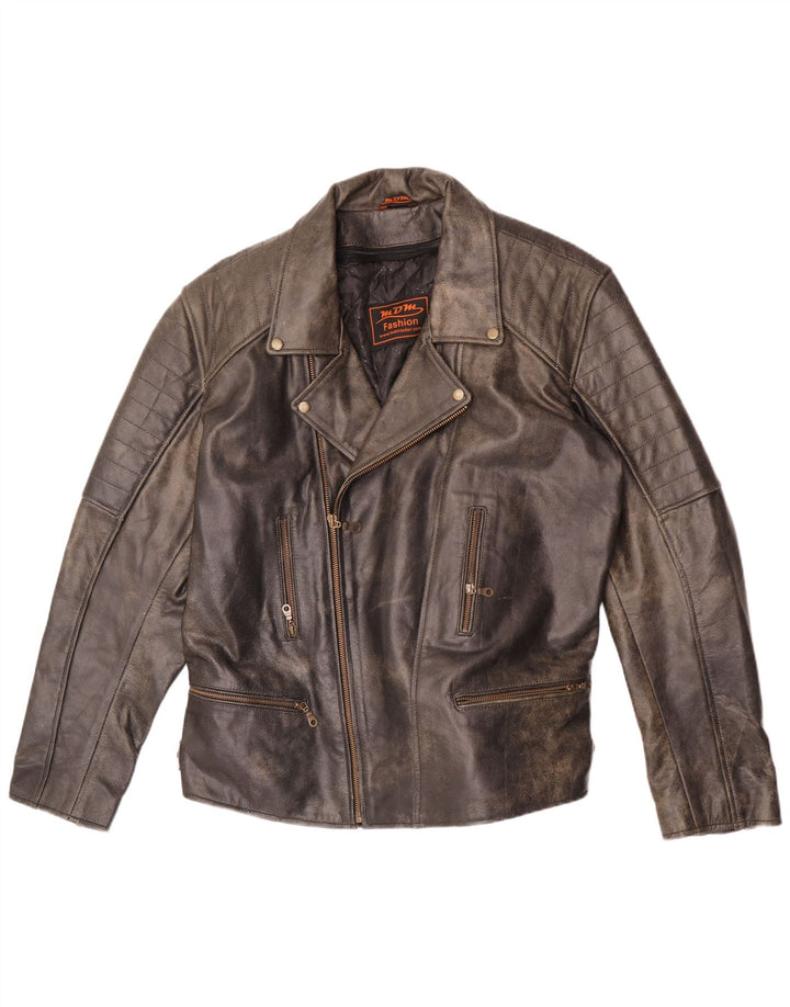 MDM Veste de motard en cuir pour homme UK 42 XL Cuir gris