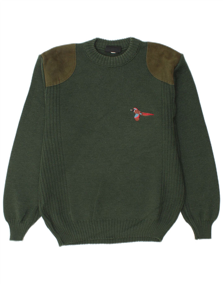 MC RITCHIE Womens Crew Neck Jumper Sweater UK 16 Large Green Colourblock