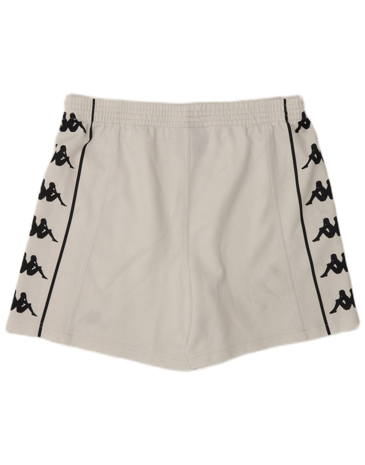 Kappa Short de sport graphique pour hommes, grand, blanc, polyester