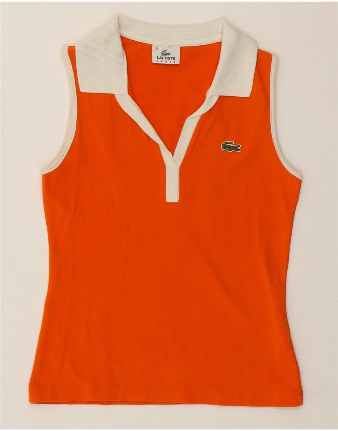 LACOSTE Polo sans manches femme Taille 38 Orange moyen Colourblock