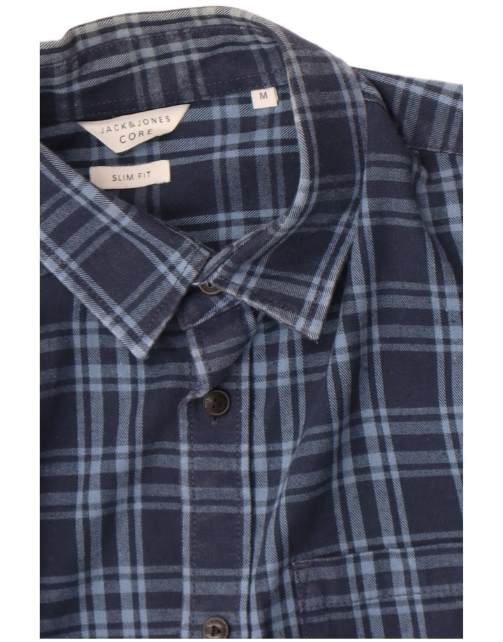 Jack & Jones Chemise Slim Fit en Flanelle Homme Bleu Marine à Carreaux