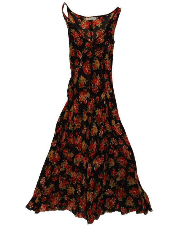 Twin-Set Robe longue transparente sans manches pour femme UK 10 Petit motif floral noir