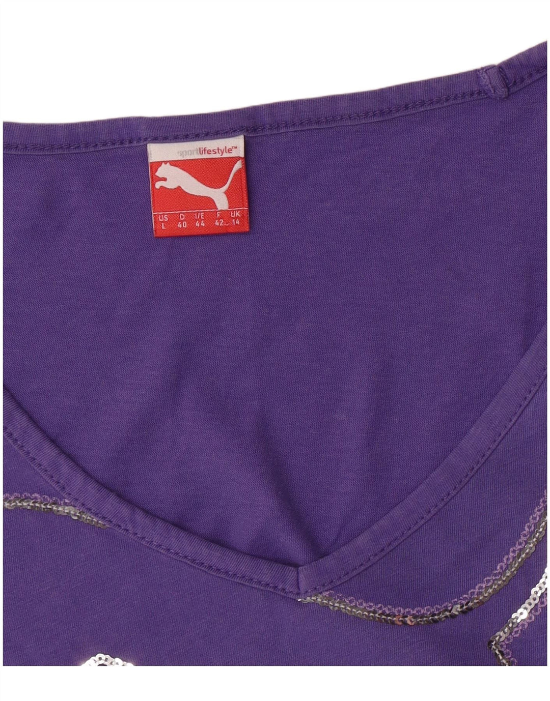 PUMA T-shirt graphique pour femme UK 14 Violet moyen