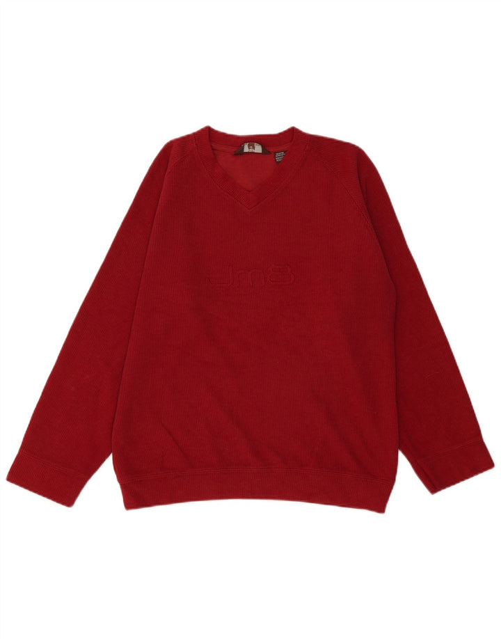 Zara Pull Graphic V-neck Jumper Homme Rouge Moyen Coton