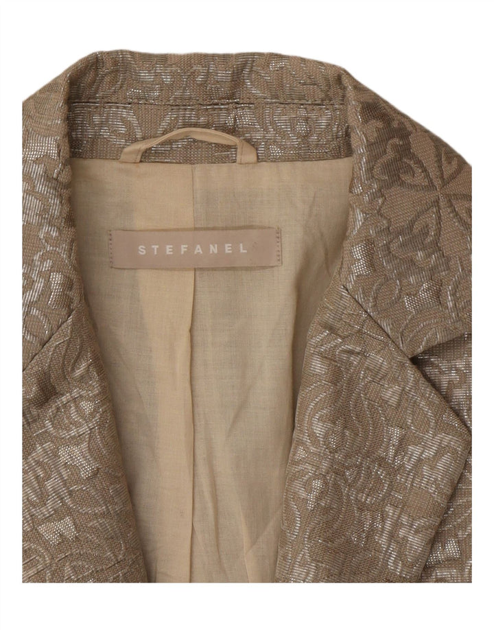 Stefanel Veste Blazer 1 Bouton Femme EU 38 Beige Moyen Paisley Polyester