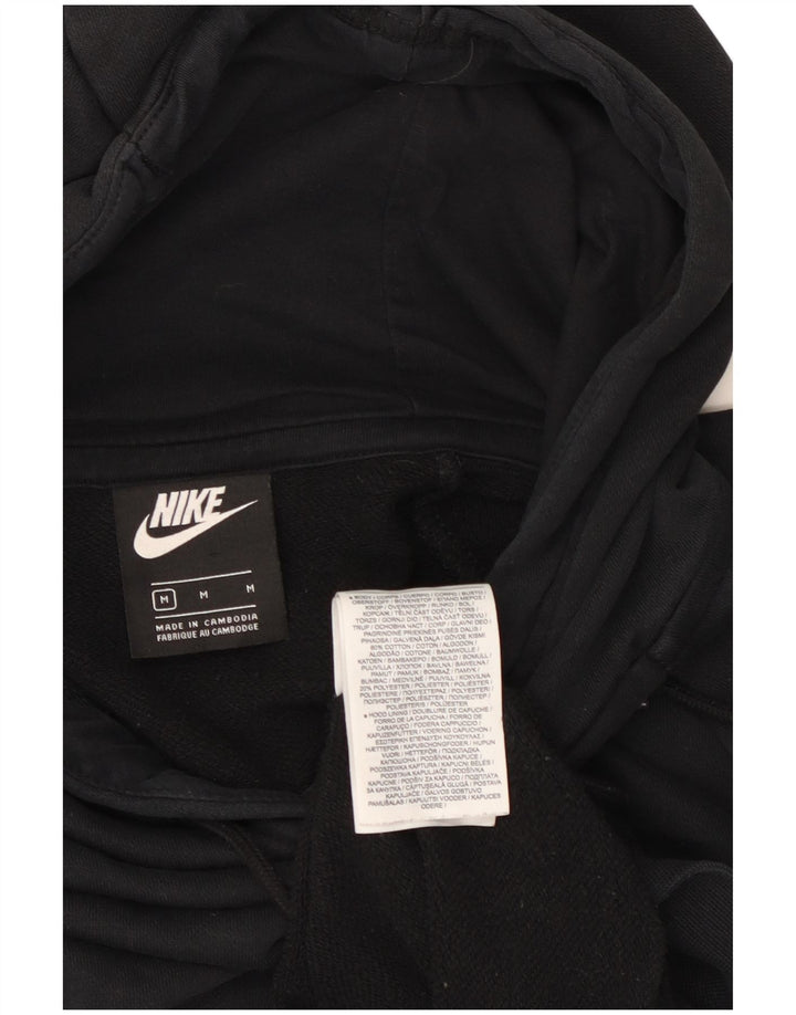 NIKE Pull à capuche surdimensionné pour femme UK 14 en coton noir moyen