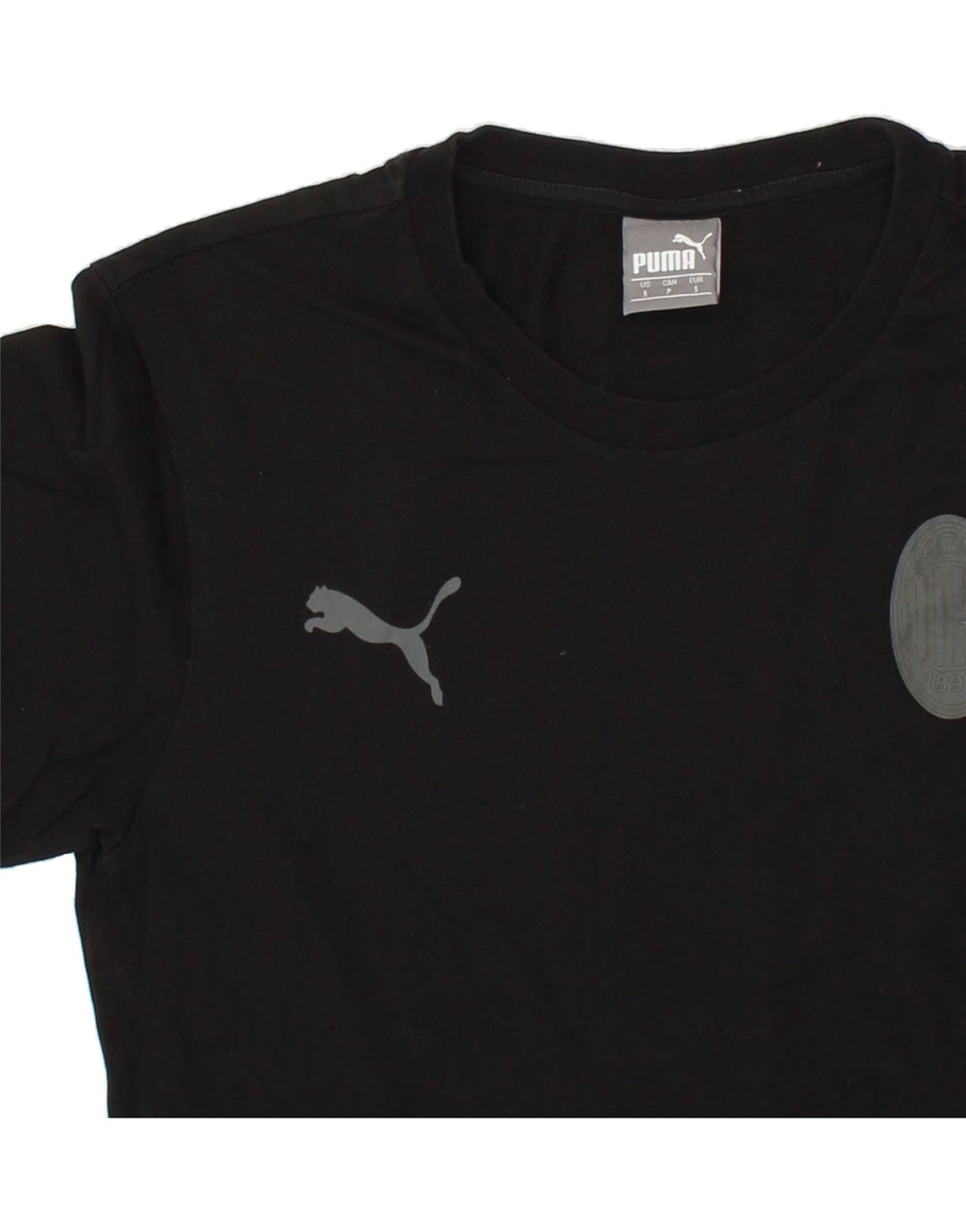 PUMA Mens AC Milan T-Shirt Top Small Black Cotton Vintage Puma and Second-Hand Puma from Messina Hembry 