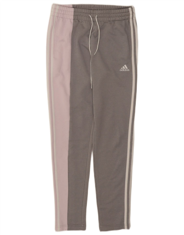 Adidas Pantalon de survêtement pour femme UK 8/10 Petit Gris Colorblock Polyester