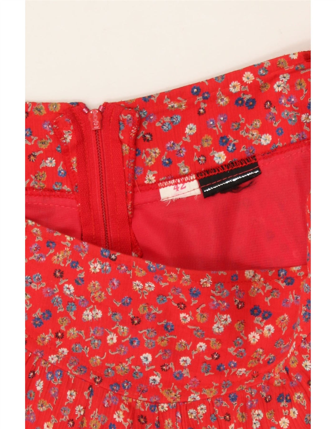 VINTAGE Jupe A-Line Femme IT 42 Moyen W30 Rouge Floral