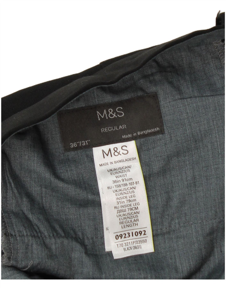 Marks & Spencer Pantalon de costume droit pour homme W36 L31 Noir Polyester