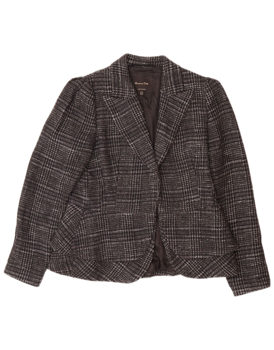 MASSIMO DUTTI Veste Blazer Femme EU 42 Grand Gris à Carreaux Coton
