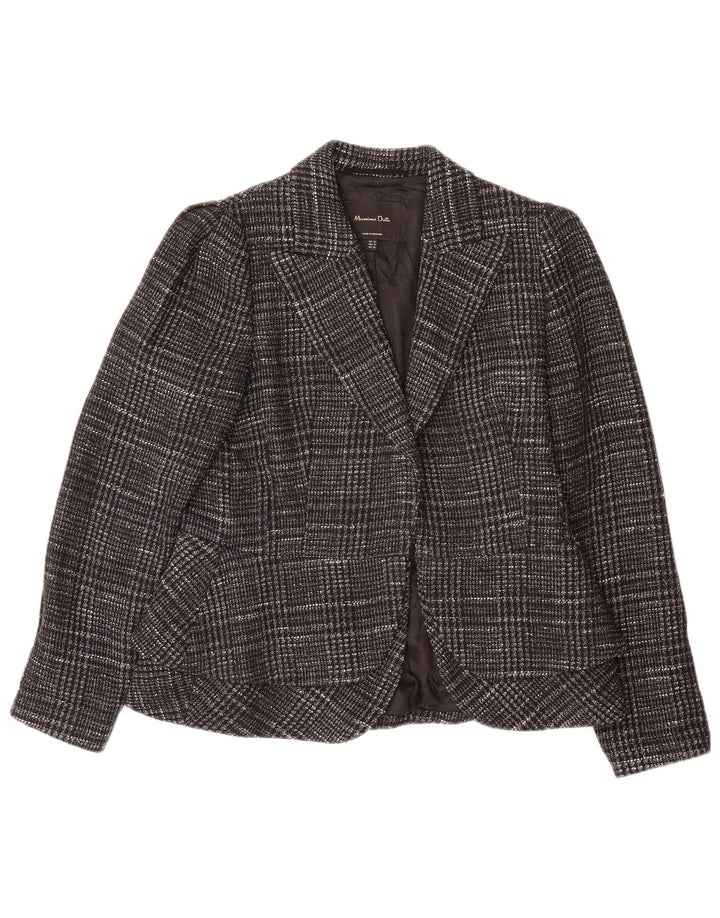 MASSIMO DUTTI Veste Blazer Femme EU 42 Grand Gris à Carreaux Coton