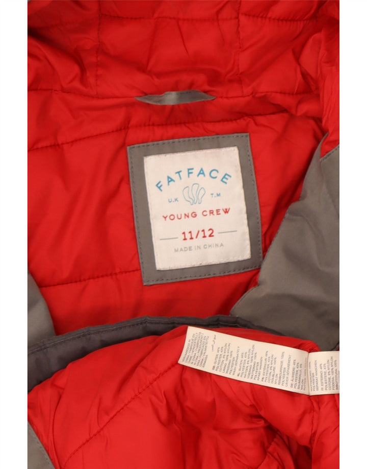 Fat Face Veste matelassée à capuche pour garçons 11-12 ans Gris Colorblock Polyester