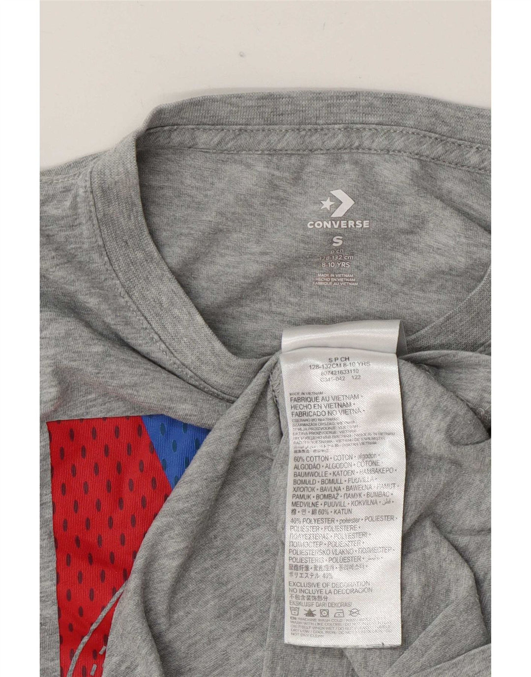 Converse Haut graphique à manches longues pour garçon 8-9 ans Petit Gris Coton