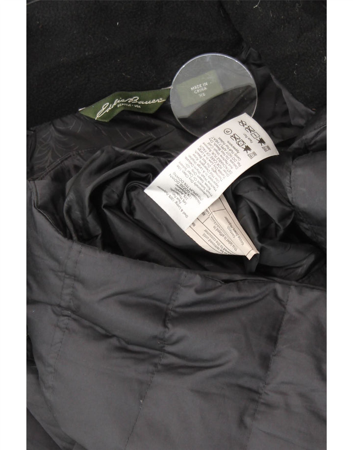 EDDIE BAUER Manteau matelassé à capuche surdimensionné pour femme UK 6 XS Noir Polyester