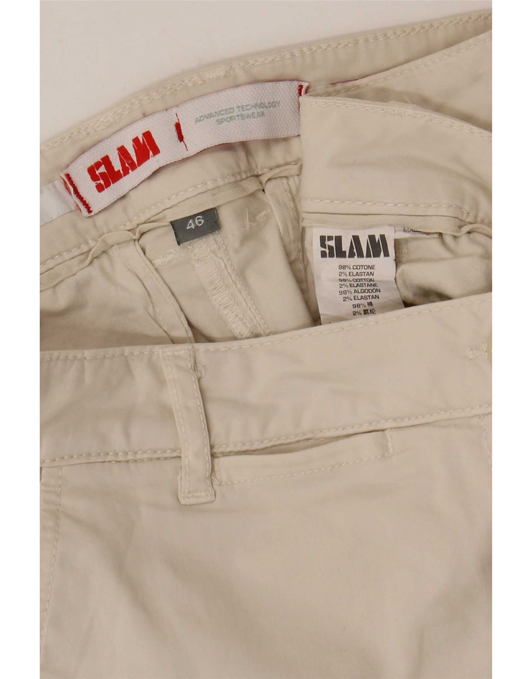 Slam Short Chino Femme IT 46 Large W32 Coton Beige