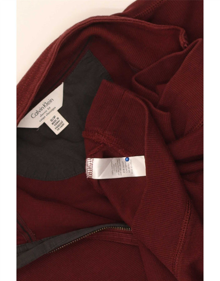 Calvin Klein Sweat-shirt à col zippé pour homme Petit coton marron