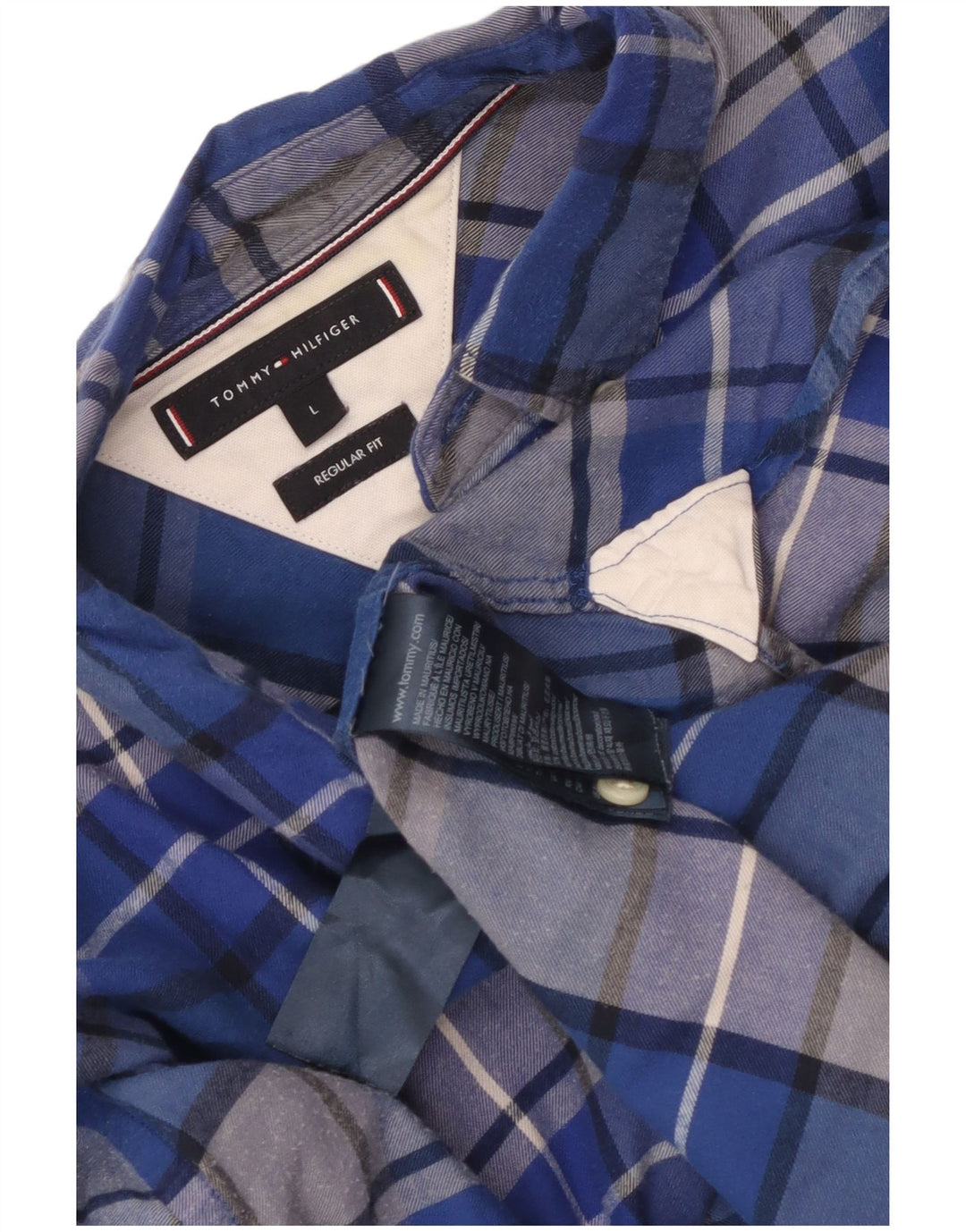 Tommy Hilfiger Chemise coupe classique pour homme en coton à carreaux bleus