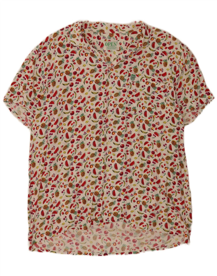 Chemise à manches courtes Vintage pour hommes, motif abstrait, XL, blanc