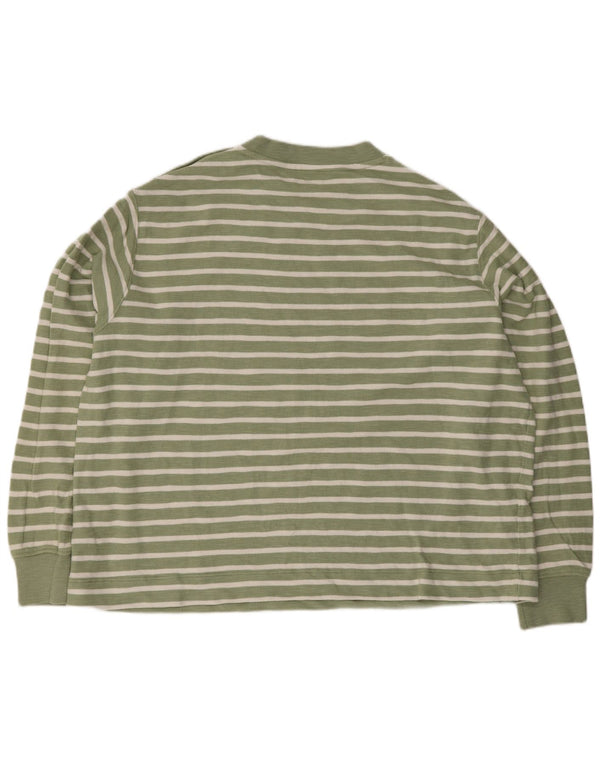 Marks & Spencer Haut court à manches longues pour femme UK 16 Large Vert rayé