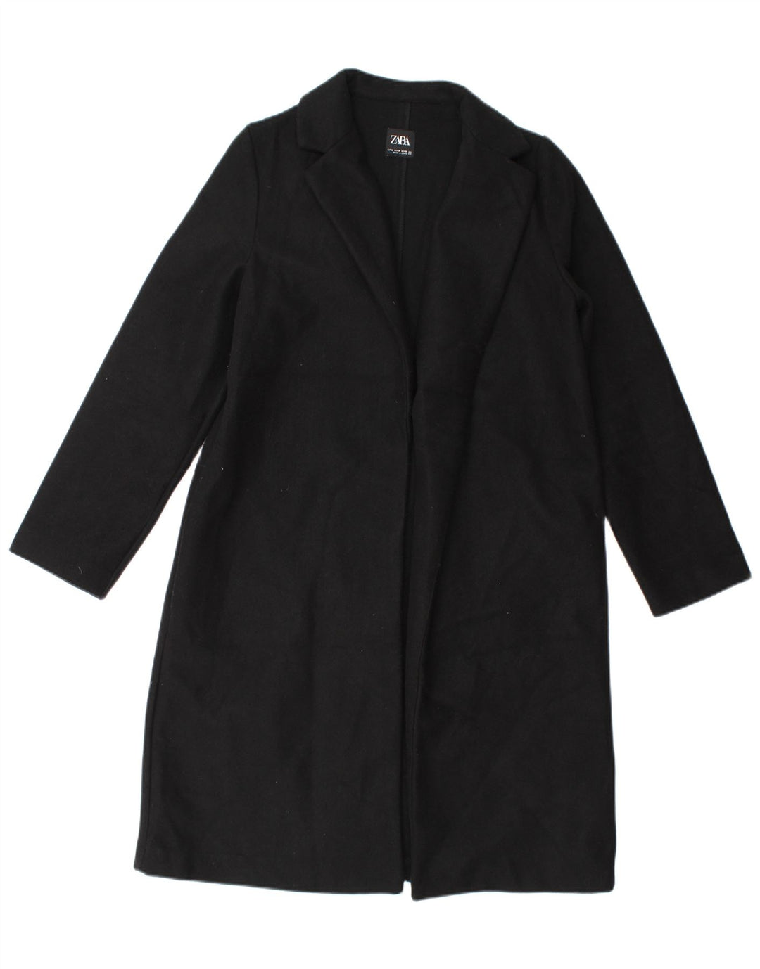 Zara Womens Open Overcoat UK 14 Medium Noir Polyester